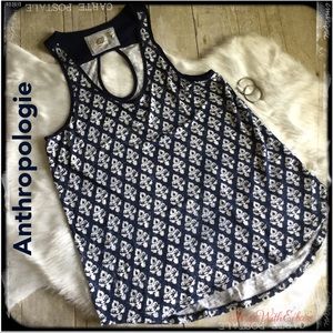 Anthropologie Lila Blue White Medallion Tank Top